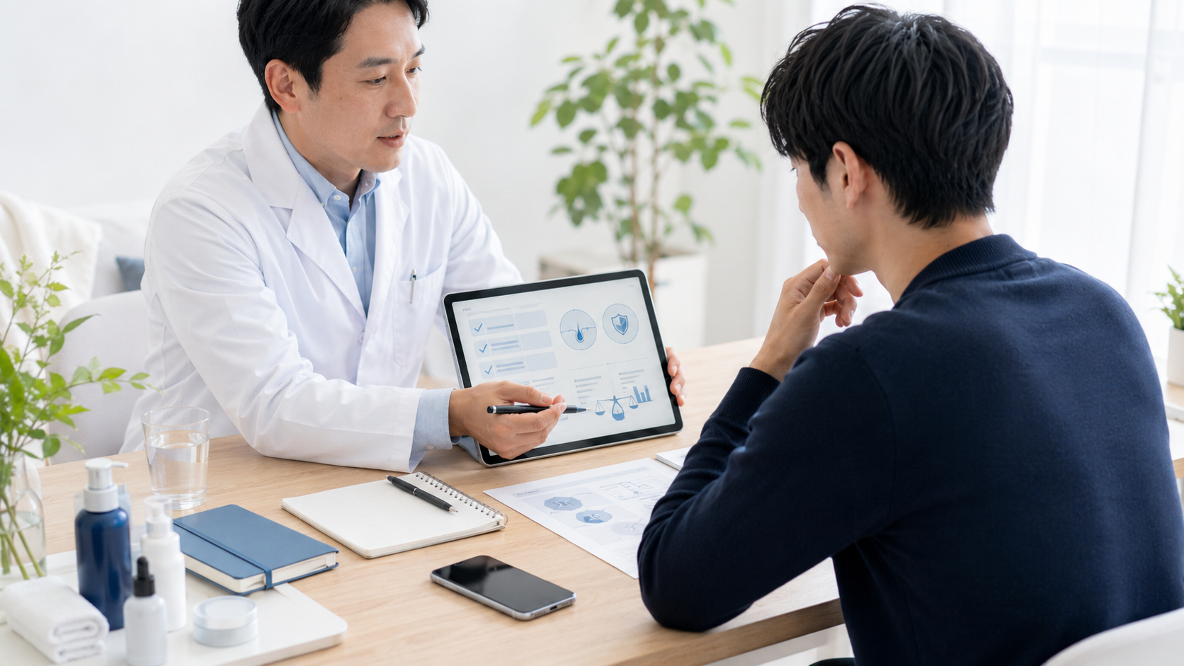 AGA治療の費用とリスクを確認するイメージ