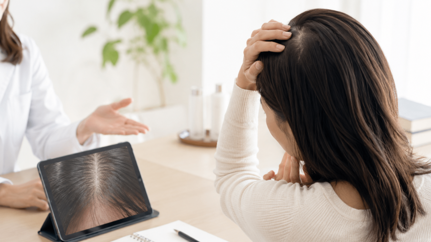 女性の薄毛やFAGAについて相談するイメージ